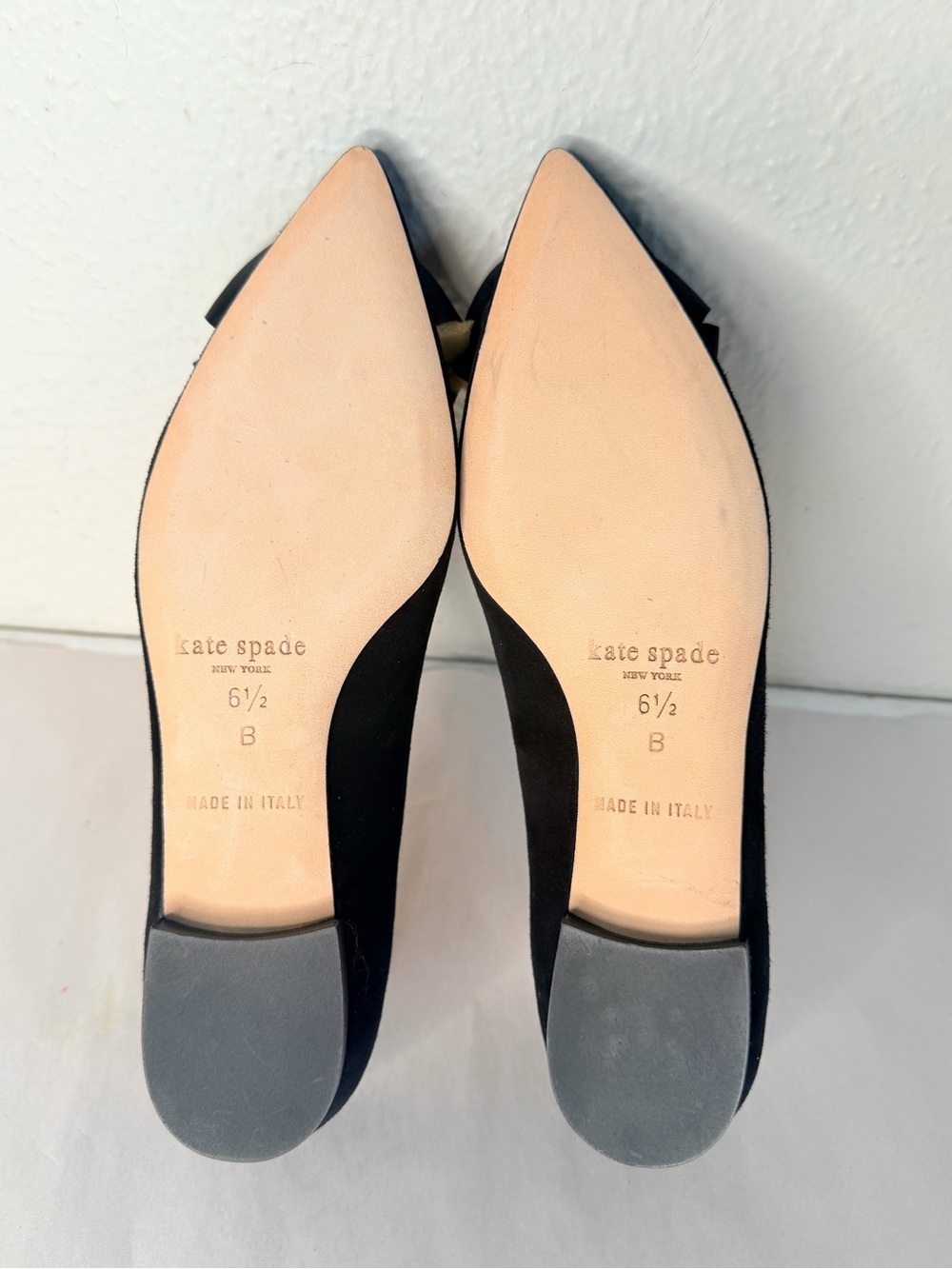 Kate Spade black suede flats with grosgrain jeweled bows - Picture 9 of 9